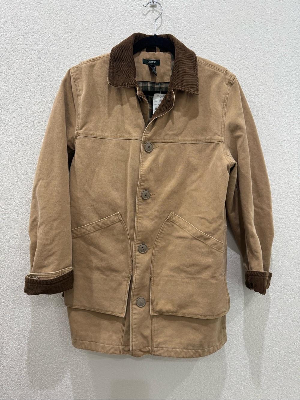 J.Crew NWT Tan Barn Jacket Mens XS Corduroy Collar Thinsulate Insulated Chore